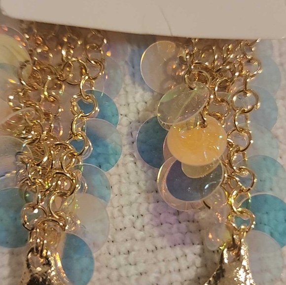 Earrings, fish with pearlescent scales, Goldstone. NWOT - Picture 5 of 6